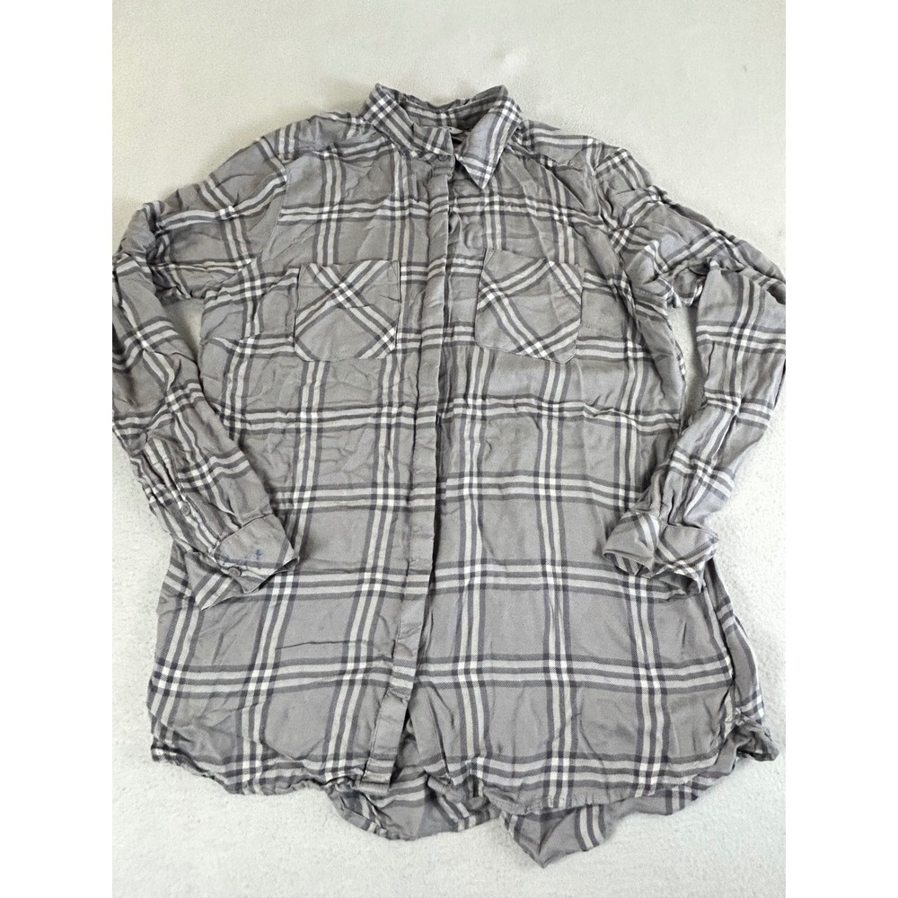 Sonoma Button Down Shirt Women S Grey Plaid Casual Soft Lightweight WS91W050RR1